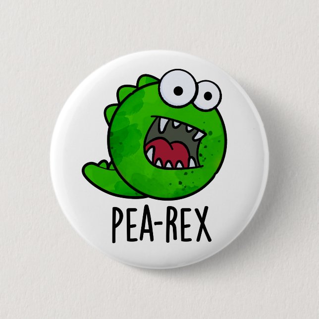Badge Rond 5 Cm Pea Rex Dinosaur Dinosaure Veggie TRex Pun (Devant)