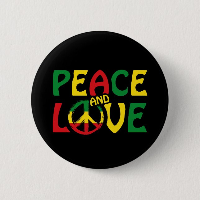 Badge Rond 5 Cm PEACE and LOVE, reggae (Devant)