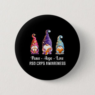 Badge Rond 5 Cm Peace Hope Love Gnomes Rsd Crps Sensibilisation