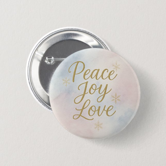 Badge Rond 5 Cm Peace Joy Love Elegant Christmas (Devant & derrière)