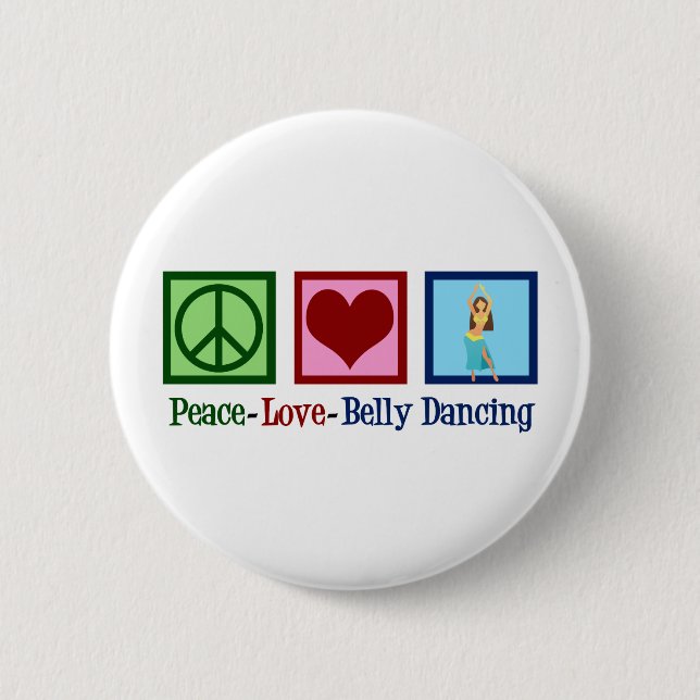 Badge Rond 5 Cm Peace Love Belly Dancing (Devant)
