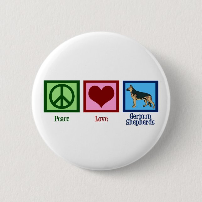 Badge Rond 5 Cm Peace Love Bergers allemands (Devant)