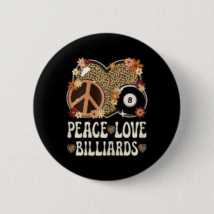 Badge Rond 5 Cm Peace Love Billiards Lover Empreinte de léopard Gi