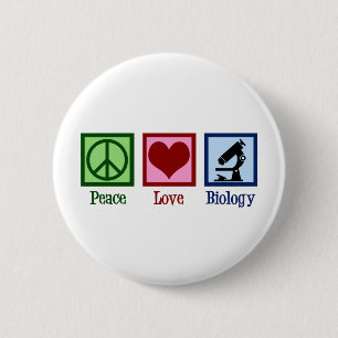 Badge Rond 5 Cm Peace Love Biology Teacher
