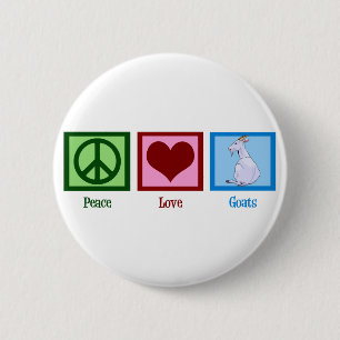 Badge Rond 5 Cm Peace Love Chèvres