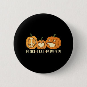 Badge Rond 5 Cm Peace Love Citrouille Halloween
