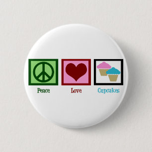 Badge Rond 5 Cm Peace Love Cupcakes