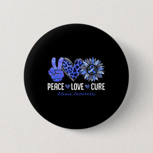 Badge Rond 5 Cm Peace Love Cure Ataxia Awareness Mois Blue Sunflo