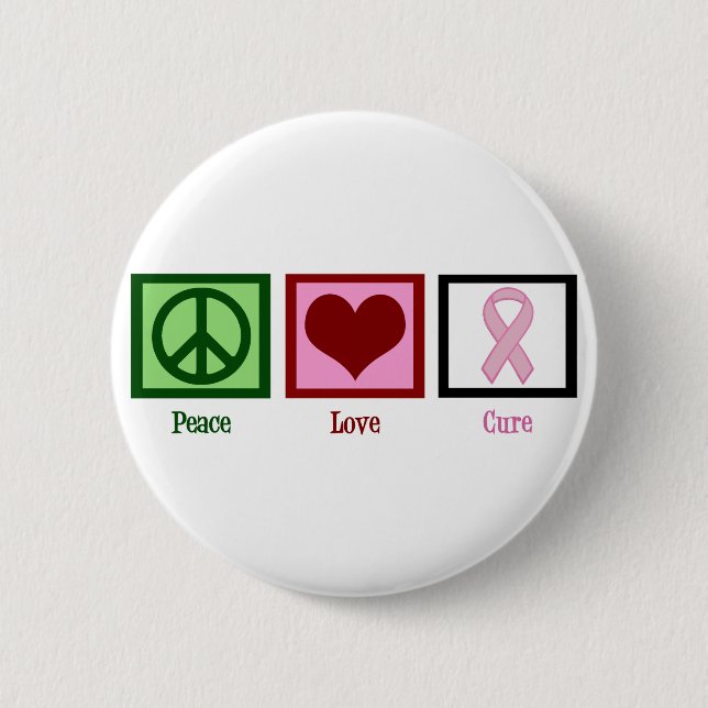 Badge Rond 5 Cm Peace Love Cure Cancer du sein (Devant)