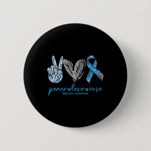 Badge Rond 5 Cm Peace Love Cure Diabète Sensibilisation Cardiologi