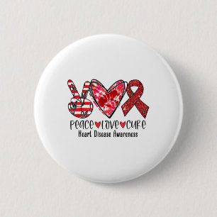 Badge Rond 5 Cm Peace Love Cure Tie Dye Sensibilisation aux maladi
