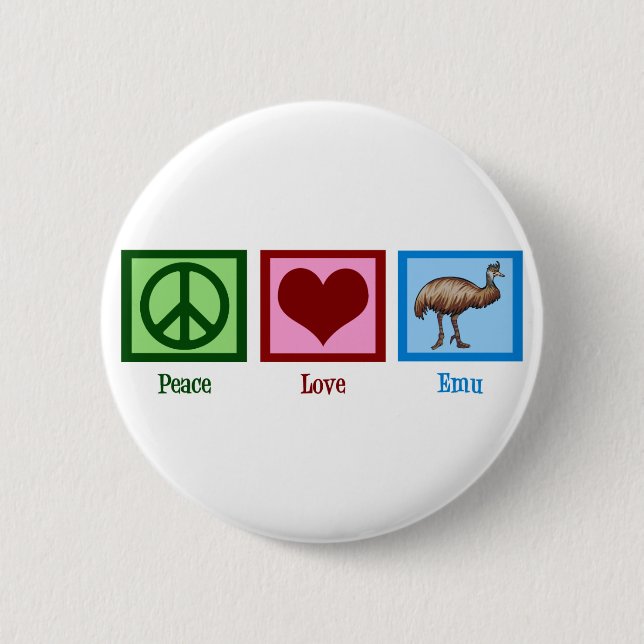 Badge Rond 5 Cm Peace Love Emu (Devant)