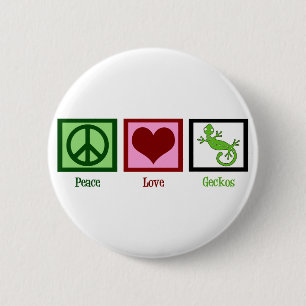 Badge Rond 5 Cm Peace Love Geckos