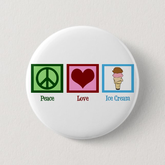 Badge Rond 5 Cm Peace Love Glace Cream (Devant)