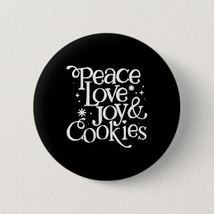 Badge Rond 5 Cm Peace Love Joy Et Cookies Noël