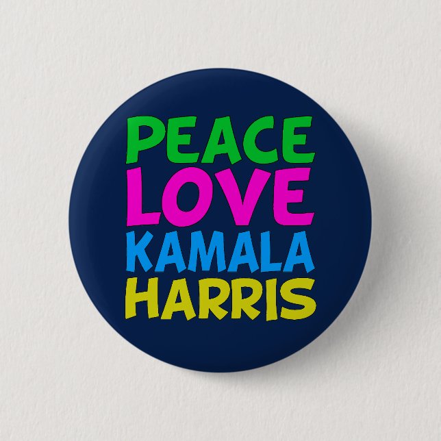 Badge Rond 5 Cm Peace Love Kamala Harris (Devant)