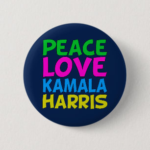 Badge Rond 5 Cm Peace Love Kamala Harris