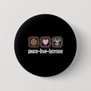 Badge Rond 5 Cm Peace Love Lacrosse Empreinte de léopard Filles En