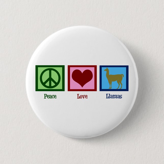 Badge Rond 5 Cm Peace Love Llamas (Devant)