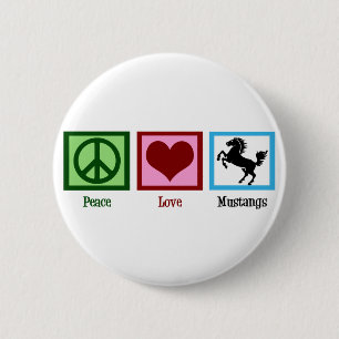 Badge Rond 5 Cm Peace Love Mustangs