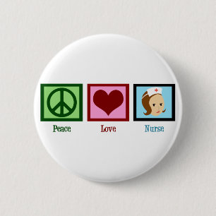 Badge Rond 5 Cm Peace Love Nurse