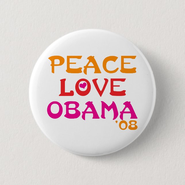 Badge Rond 5 Cm Peace Love Obama (Devant)