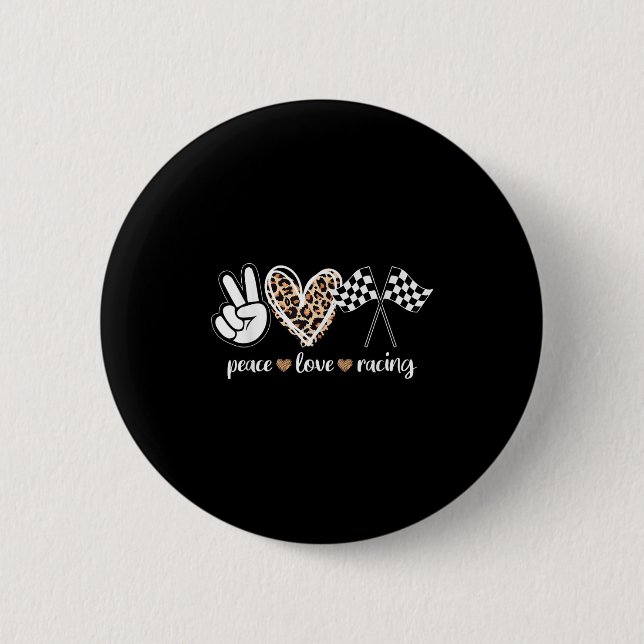 Badge Rond 5 Cm Peace Love Racing  (Devant)