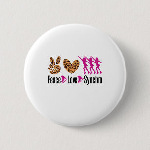 Badge Rond 5 Cm Peace Love Synchro patinage synchronisé