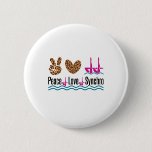 Badge Rond 5 Cm Peace Love Synchro Synchronisé Natation Artistiqu