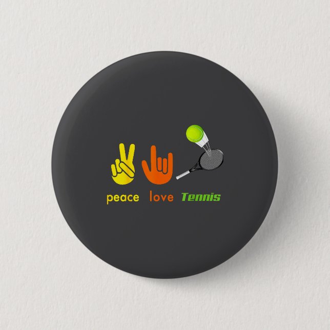 Badge Rond 5 Cm Peace Love Tennis Funny Tennis Lovers Hand Sign De (Devant)