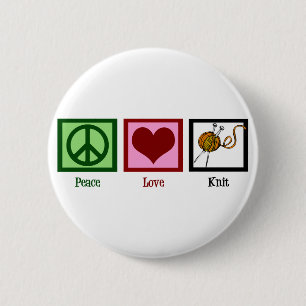 Badge Rond 5 Cm Peace Love & Tricot
