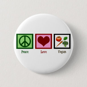 Badge Rond 5 Cm Peace Love Vegan