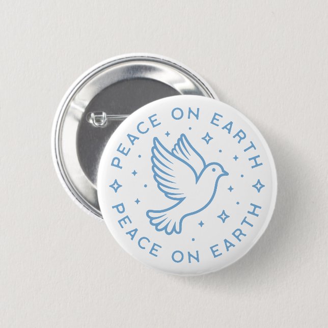 Badge Rond 5 Cm Peace on Earth colombe bleu esthétique (Devant & derrière)
