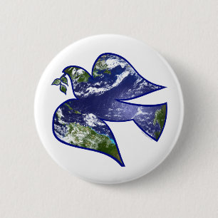 Badge Rond 5 Cm Peace on Earth Dove