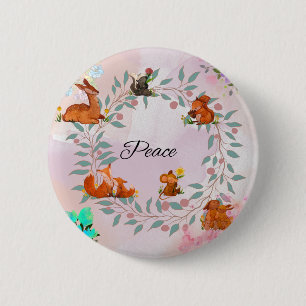 Badge Rond 5 Cm Peace Woodland Animal