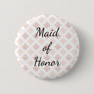 Badge Rond 5 Cm Peach Blush Damask fait d'honneur