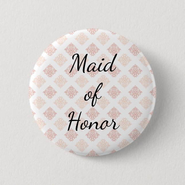 Badge Rond 5 Cm Peach Blush Damask fait d'honneur (Devant)