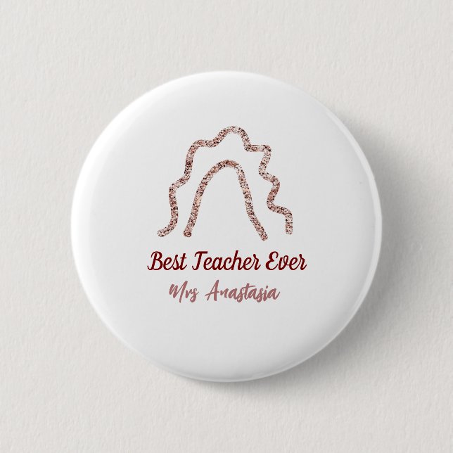Badge Rond 5 Cm Peach marron glitter rainbow teacher appreciation  (Devant)