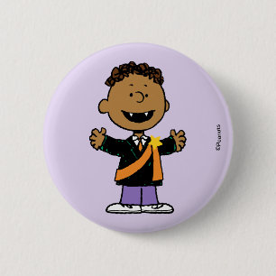 Badge Rond 5 Cm Peanuts Franklin Halloween Vampire