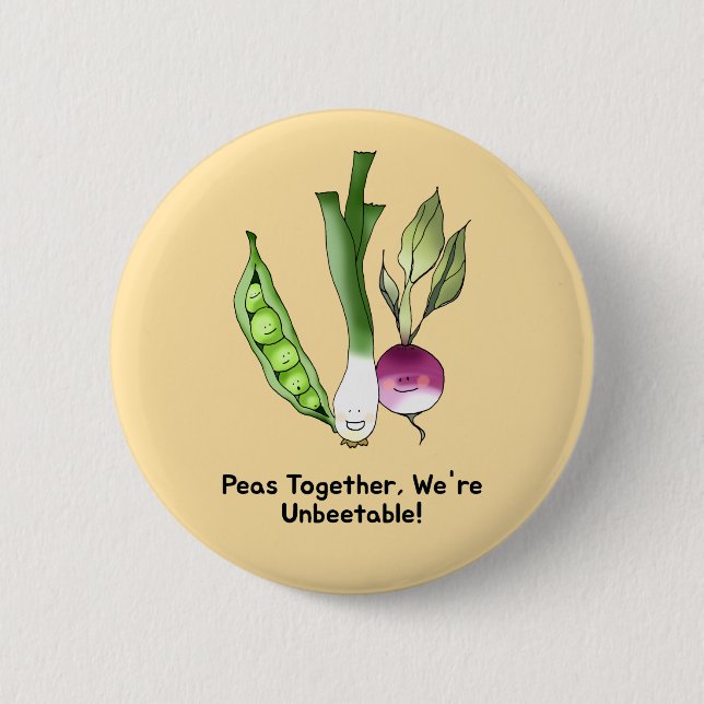 Badge Rond 5 Cm Peas et Veggie meilleur amis Pun (Devant)