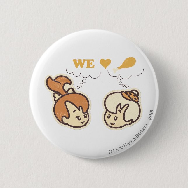 Badge Rond 5 Cm PEBBLES™ et Bam Bam Love Food (Devant)