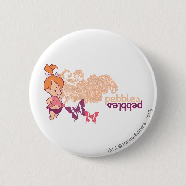Badge Rond 5 Cm PEBBLES™ et papillons (Devant)