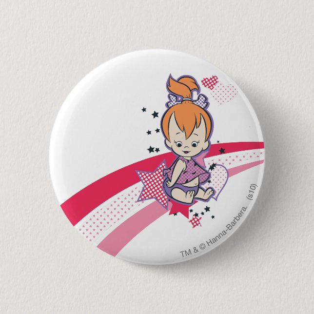 Badge Rond 5 Cm PEBBLES™ sur arc-en-ciel rose (Devant)