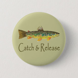 Badge Rond 5 Cm Pêche à la capture et au rejet