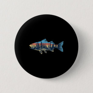 Badge Rond 5 Cm Pêche à la mouche à la truite Nature Extérieur Pêc