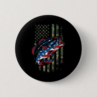 Badge Rond 5 Cm Pêche Camouflage Drapeau Patriotique Usa