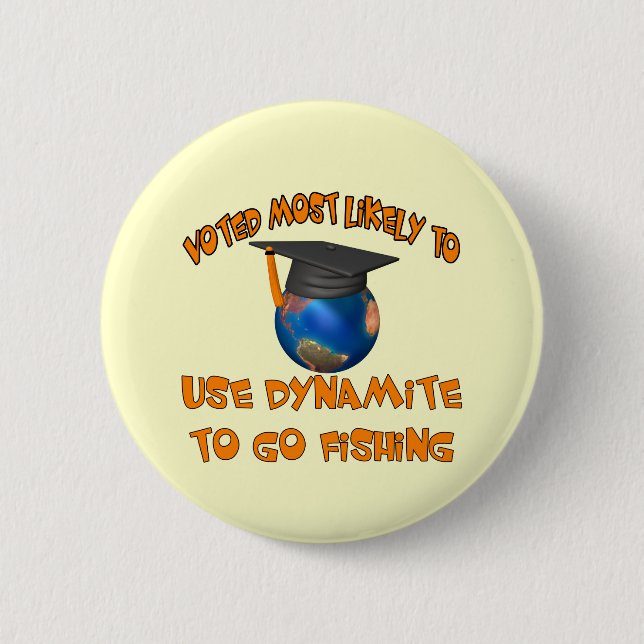 Badge Rond 5 Cm Pêche de dynamite (Devant)