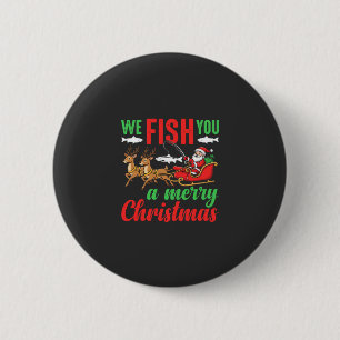 Badge Rond 5 Cm Pêche de Noël Joyeux Poisson Vous