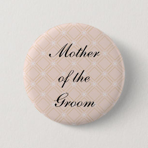 Badge Rond 5 Cm Pêche pastel et or, mère du marié