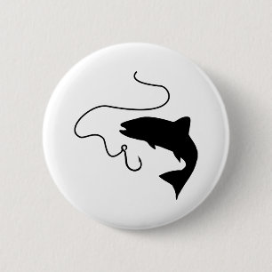 Badge Rond 5 Cm Pêche, poisson et hameçon